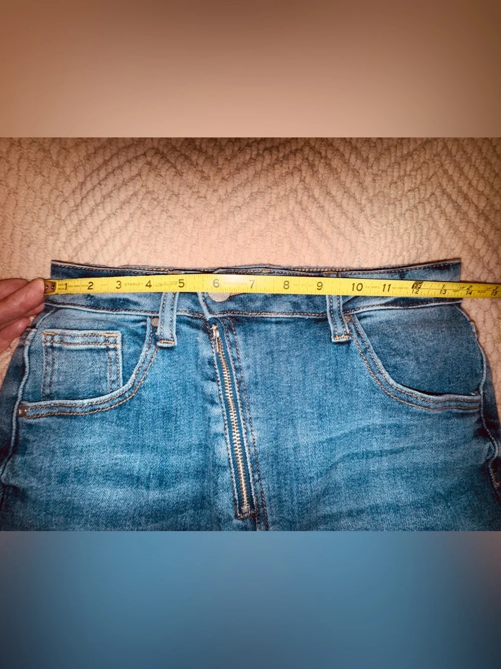 Risen High Rise Exposed Asymmetrical Zip Crop Jeans Sz 7/28